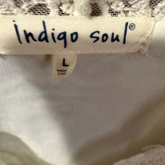 Indigo Soul White Lace Boho Tunic Top – Size Large - Picture 4 of 5
